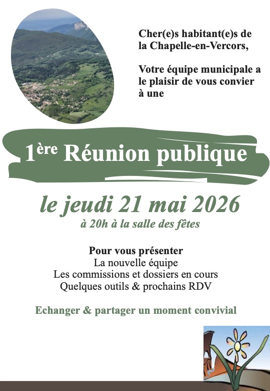 Réunion publique à la Chapelle en Vercors le 21 mai